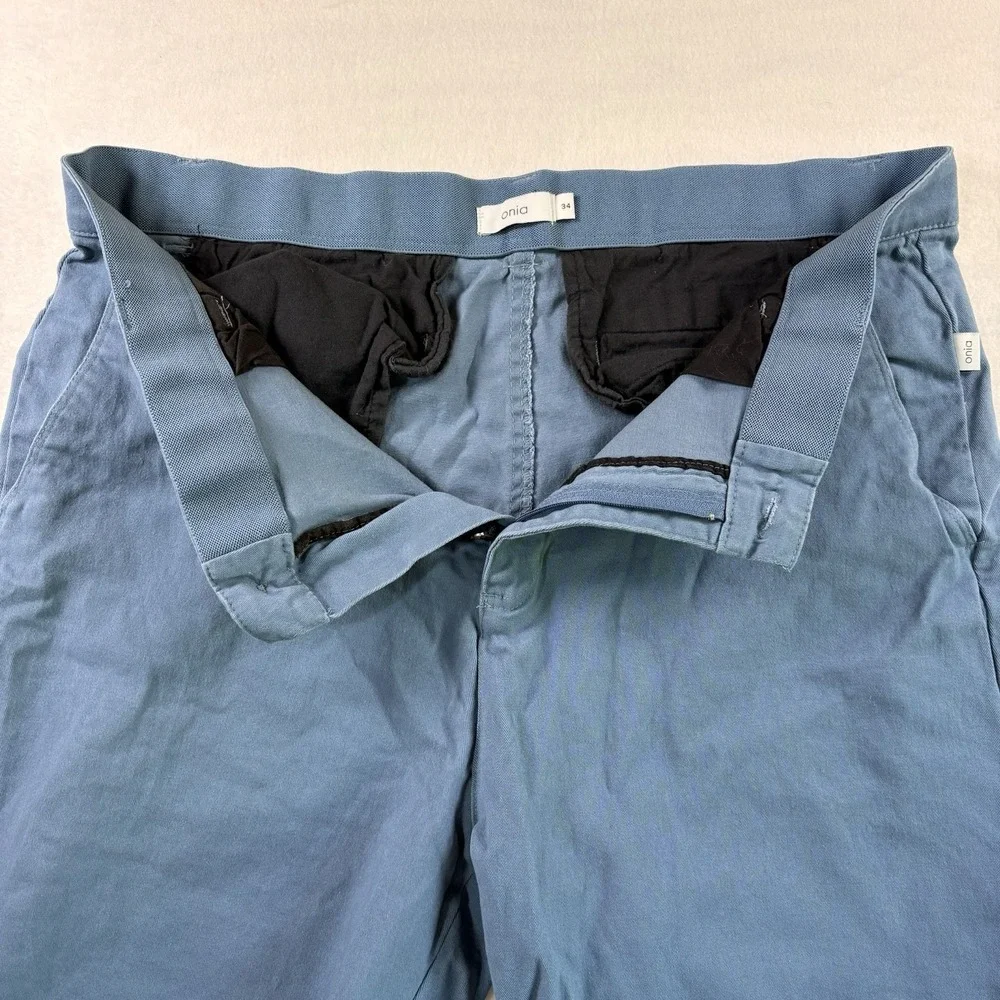 Onia Chino Shorts Mens 34 Blue Flat Front Stretch Elastic Waist Preppy Golf